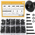 242 Pieces M5 Screws Nuts Washers Set Black, Sutemribor M5 x 8/10/12/16/20/25/30mm Button Head Socket Cap Screws Nuts Washers Assortment Kit, 10.9 Grade Alloy Steel, Fully Threaded - size: M5 x 8-30mm, style: Button Head