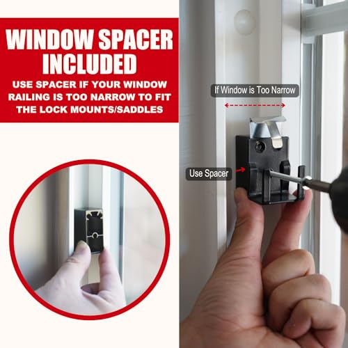 SecurityMan Window Security Bar - Easy Install for Horizontal/Vertical Windows - Adjustable Window Lock Bar (Child Proof/Heavy Duty Iron) - Extendable (14.25" to 37") Security Bars for Windows - Black - color: Black