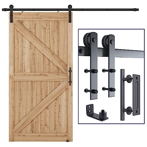 SMARTSTANDARD 7.5 FT Heavy Duty Sturdy Sliding Barn Door Hardware Kit,Black - size: 7.5 Feet