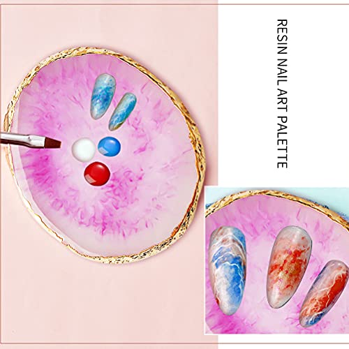 2 Pcs Resin Nail Art Palette, Round Mixing Board, Blue White - color: Purple, White