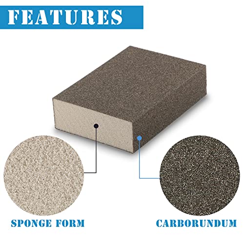 8Pcs 80 Grit Sanding Blocks, Jamiikury Coarse Sanding Sponge Washable and Reusable, Wet Dry Sandpaper Sponge for Wood Metal FurniturePaint and Drywall - size: 80 Grits