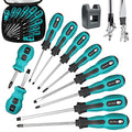 Magnetic Screwdriver Set 10 PCS,5 Phillips and 5 Flat Head Precision Screwdriver,Professional Cushion Grip and Non-Slip for Repair Home Improvement Craft,Green - color: 10pc-green