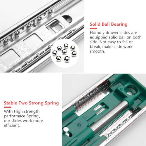 homdiy 10 Pairs Soft Close Drawer Slides 16 Inch Heavy Duty Side Mount Rail - color: Silver, size: 16 Inch
