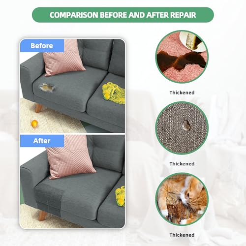 Azobur Coarse Linen Repair Patches, 6 Piece Self-Adhesive Linen Fabric Patches, Multi Color, Can be Used for Linen Sofa Repair and Linen Clothes Repair, Quick Fix Sofa.(Off-White) - color: Linen - Off-White