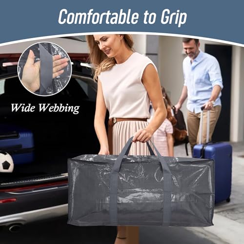 12 Pack Extra Heavy Duty Large Moving Bags with Strong Zipper, Gray - color: Gray, size: 12 Pack