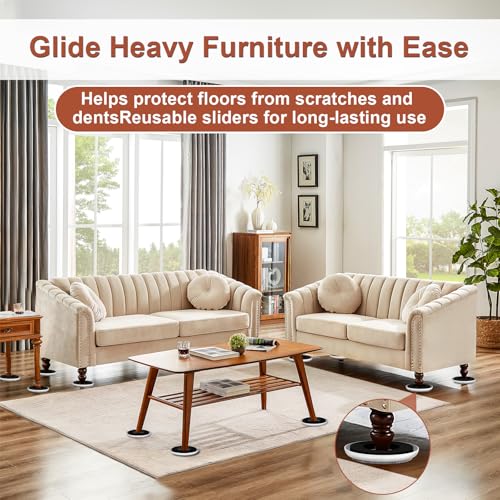 Furniture Sliders for Hardwood Floors - Multi-Surface Moving Sliders - size: 4.3in Round 8+16Pack