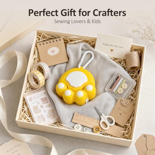 Yellow Cat Paw Fashion Measuring Tape 79", Sewing Gifts w/Keychain - color: A2-Yellow Cat Paw