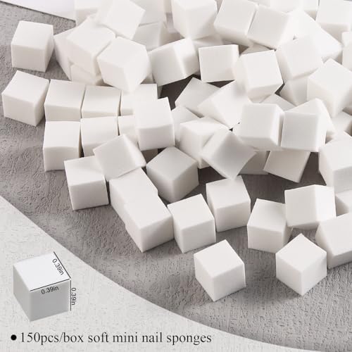 Fcozpjk 150Pcs Soft Nail Sponges for Ombre Aura Nail Art With Grabbing Pen - color: White#150pcs