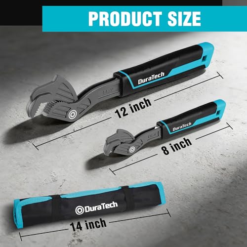 DURATECH 2-Piece Self-Adjusting Wrench Set, 8" & 12" Pipe Wrenches - size: 8" & 12"