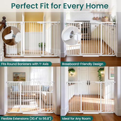 Cumbor 36" Extra Tall Baby Gate, 30.4-56.8" Extra Wide Dog Gate White - color: White, size: 30.4"-56.8" W x 36" H