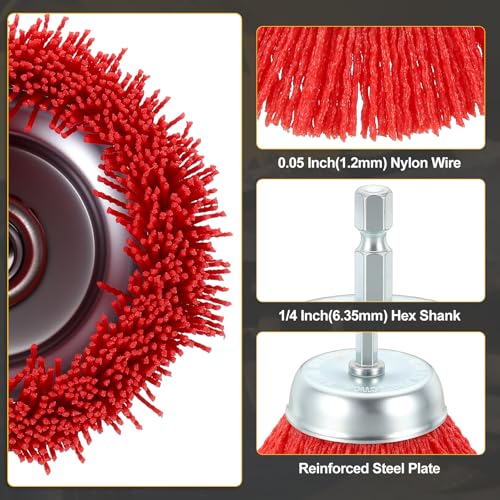 DTGN 3 Pcs Wire Cup Brush Set for Drill, 1/4 Inch Hex Shank - style: Hex Shank