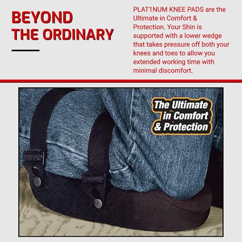 Platinum Foam Knee Pads for Work, Heavy Duty Kneepads with Shin Support