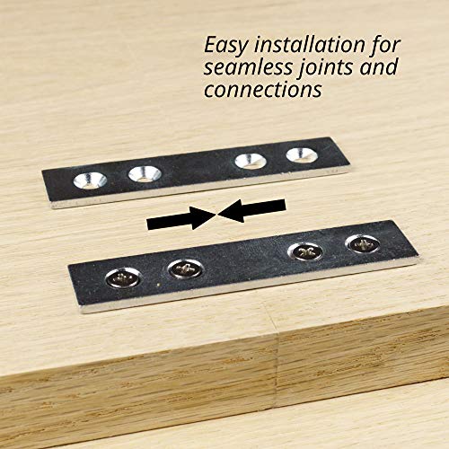 Pack of 8 | Clamping Mending Plate | Straight Steel Bracket Brace Repair Tabletop, Panel Connector | Galvanized Wood Table Top, Leg, Connecting | Clamp Fastener Draw Bolt Joint Furniture Woodworking