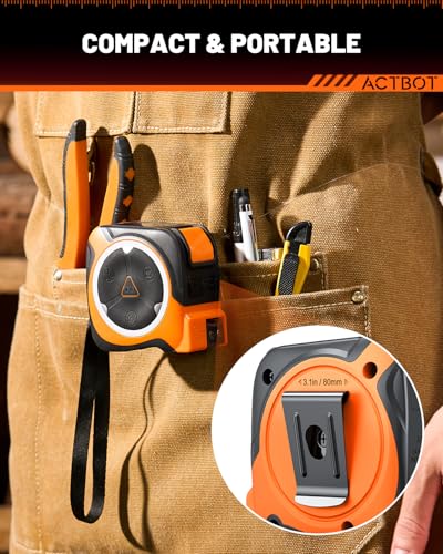2-in-1 Digital Laser Tape Measure: 197ft & 16ft Professional Accurate Tape Measuring Tool, Ft/Ft+in/in/M, Pythagorean, Area, Volume Rechargeable Laser Measure for Construction DIY Woodworker