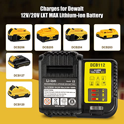 DCB112 20V MAX Battery Charger Replacement for Dewalt Battery Charger, Compatible with Dewalt 12V-20V Battery(Black) - color: Black