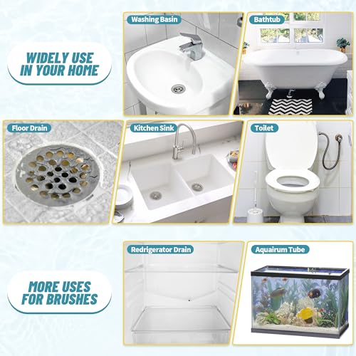 35.5 Drain Clog Remover Tool (1pc), 30 Inch Sink Snake Drain Tool (5 pcs) & 59 Inch Tube Drain Brush (3 pcs), Effective Hair Drain Clog Remover for Toilet, Kitchen Sink, Bathroom, Shower, Sewer