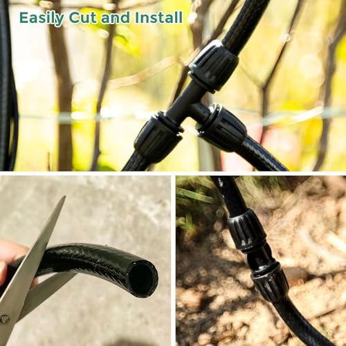 Maotong 40 FT 1/2 inch Drip Irrigation Tubing Main Line Hose Tube for Garden Irrigation System (Includes 1/2" Straight Connector and 3-Way Connector) - size: 40FT 1/2" Main Tubing