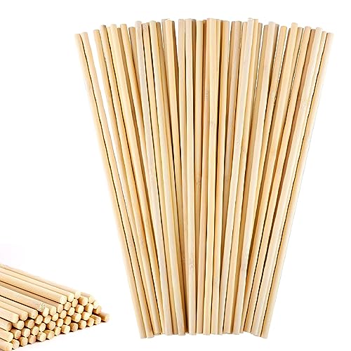 50 Pack Wooden Dowel Rods 1/4 x 12 Inch for Crafts, Natural Unfinished - size: 1/4 x 12 Inch(50 PCS)