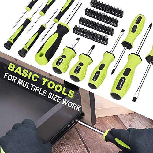 FASTPRO 220-Piece Home Tool Set, Household Repairing Tool Kit, Green - color: Green
