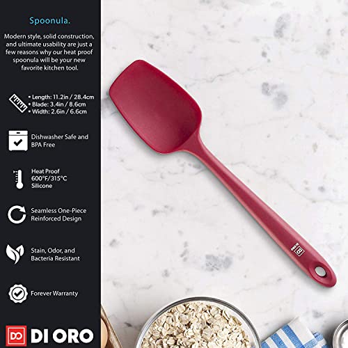 DI ORO Silicone Spoonula - Spoon Spatula, 600F Heat Resistant, Red - color: Red