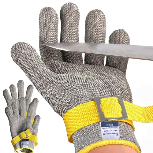 Dowellife ANSI A9 Cut Resistant Glove Food Grade, Stainless Steel Mesh Metal Knife Cutting Glove for Butcher Oyster Shucking Kitchen Mandoline Chef Slicing Fish Fillet(X-Large-3 Pcs) - size: X-Large (Pack of 3)