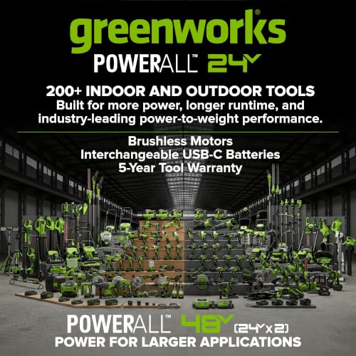 Greenworks 24V Cordless Brushless 400 in-lbs Drill/Driver+1950 in-lbs Impact Driver Combo,High Torque, Lightweight, (2) 2.0Ah USB-C Batteries(12,000mAh Power Bank) and 65W USB-C Fast Charger(3-Port) - size: 2PCS Combo Kits