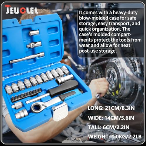29PCS Pass Through Socket Set, 1/4" Drive Go-Thru Ratchet Kit