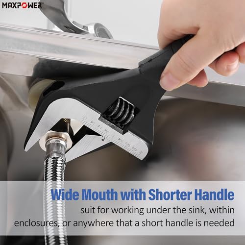 MAXPOWER 10-inch Wide Jaw Adjustable Wrench, 2-inch Jaw Capacity - size: 10-inch