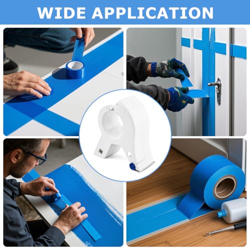 Masking Paint Tape Dispenser, Portable Paint Tape Applicator for Trim, Easy to Grip Rounded Handles and Accurate Tape Application, Saves Time Compact Design for On The Go Usage(White)