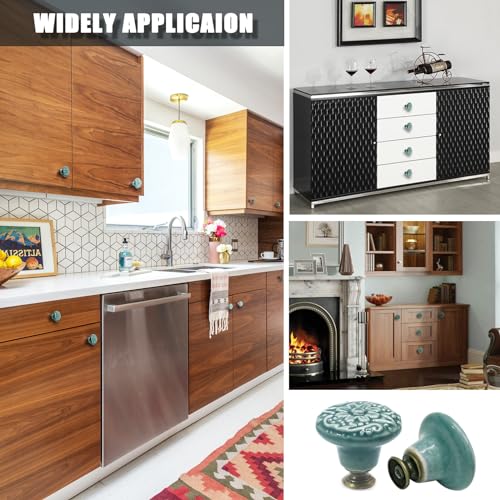 Biaungdo 12 Pcs Green Ceramic Kitchen Cabinet Knobs - color: Green