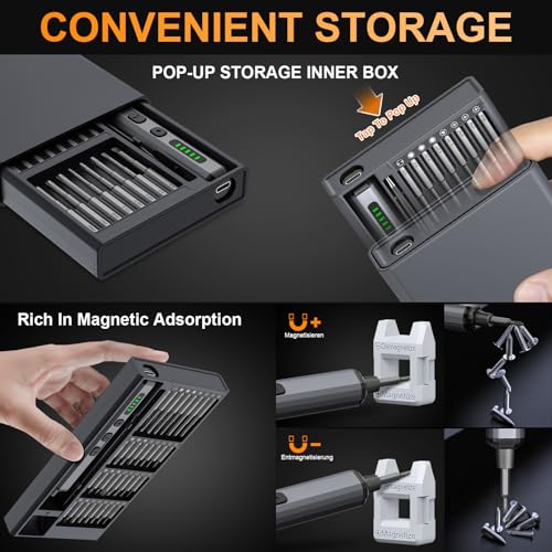 TanSon Mini Electric Screwdriver, 72 In 1 Small Precision Screwdriver Set - color: 72 Grey