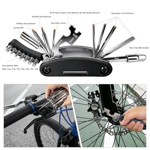 16-in-1 Bike Multi Tool Kit - Portable Bicycle Repair Tool with Hex Keys