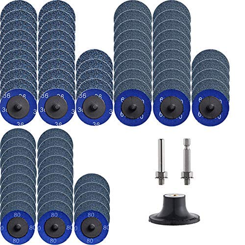 Miroku 75Pcs Mixup 2-inch Quick Change Discs Set, Zirconia Sanding Discs with 1/4" Holder, for Die Grinder Surface Prep Strip Grind Polish Finish Burr Rust Paint Removal - style: 75Pcs Mixup
