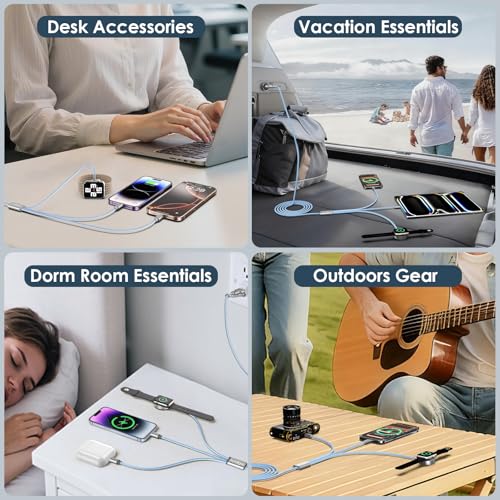 2Pack Travel Essentials,Multi Charging Cable for Apple Watch Charger Blue - color: Blue, size: 2pack-4ft