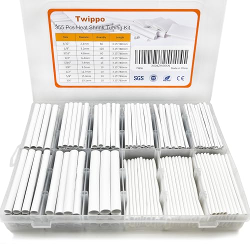 Heat Shrink Tubing Kit 355pcs Shrink Wrap Tube Waterproof Connectors - size: 355pcs White