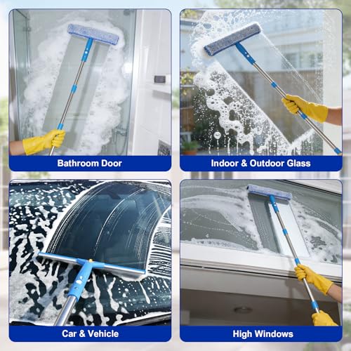 Professional Window Cleaning Kit, Window Washing Kit with 3 Gallon Bucket, 14-Inch Squeegee & 15-Inch Scrubber, 61-Inch Extendable Pole, Window Cleaning Equipment for Home & Commercial (61 inch) - size: 61 inch-1