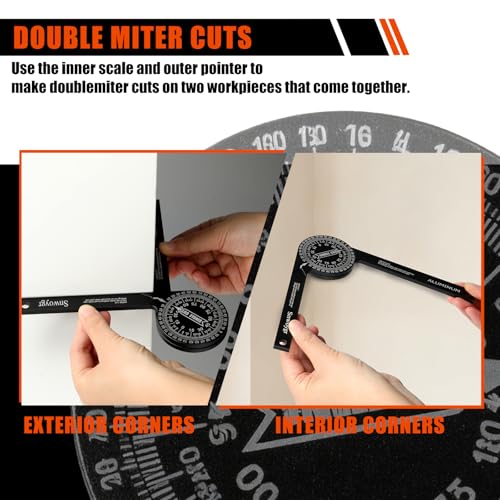 7 Inch Aluminum Miter Saw Protractor, Upgraded High-Precision Angle Measuring Tool, Includes Adjustment Wrench, Ideal for Carpenters, Plumbers, Construction Workers, and Home DIY Enthusiasts