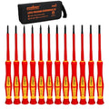 HORUSDY 12-Piece Precision Screwdriver Set, 1000V Insulated Electrician Screwdrivers with Magnetic Tips & Rotatable Top Cap, Phillips PH0/PH00, Slotted 1.8–3mm & Torx T5–T10 with Portable Storage Bag - style: 12-Piece Precision Screwdriver Set