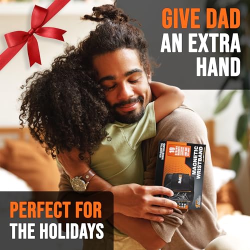 RAK Magnetic Wristband for Tools - Premium Tool Belt for Holding Screws Nails with Powerful Magnets, Birthday Gifts for Men, Cool Gadgets Stuff Gifts for Dad, Husband, Grandpa, Handyman, Him