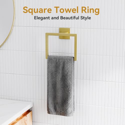 5-Pieces Brushed Gold Bathroom Accessories, 24 Inch Gold Towel Bar Set - color: Brushed Gold, size: 26 Inch (5 Pieces)