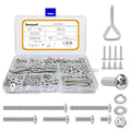 500pcs Machine Screws Assortment Kit,#8-32 Phillips Pan Head nut and Bolt Assortment Kit (with Lock&Flat washers・Wrenches) Stainless Steel Screws Bolt nut washers Assortment kit with case - size: #8-32, style: Pan head