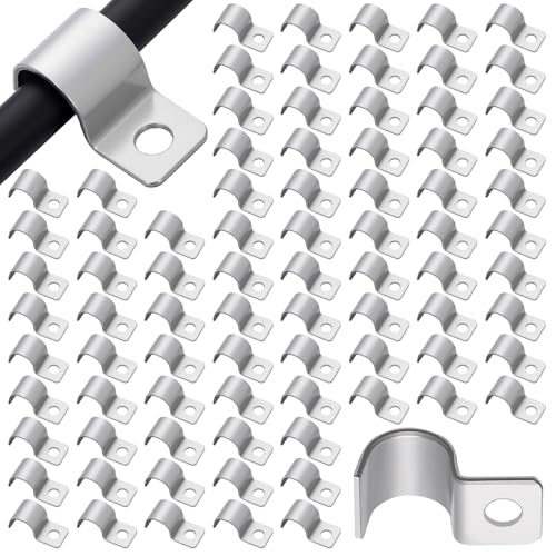 Yaocom 100 Pcs Silver Cable Screw Clips 3/8 Inch, Zinc Steel Wire Clamps - color: Silver, size: 3/8 inch