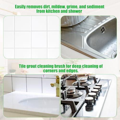NQEUEPN 4pcs Grout Cleaner Brushes, V Shape Hard Bristle Crevice Stiff Cleaning Brush Grout Scrubber Shower Scrub Tool for Tile Floors, Tracks, Door Groove, Bathroom Gap, Kitchen, Window
