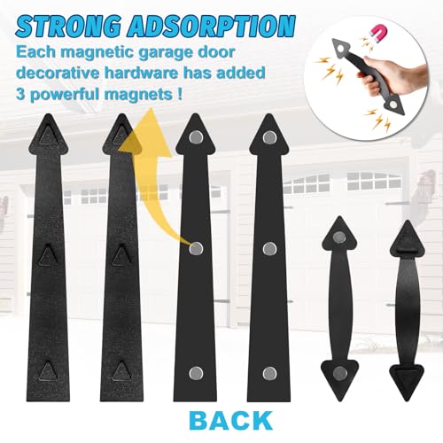 Magnetic Garage Door Hardware,Garage Door Magnetic Decorative Hardware 8 Hinges + 4 Handles for Iron Door,Easy Install,Durable & Waterproof (Classics Style,2 Pack) - style: Traditional