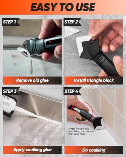 Saker Silicone Caulking Tool 3-in-1 Grout Removal Tool Classic Black - style: Classic Black
