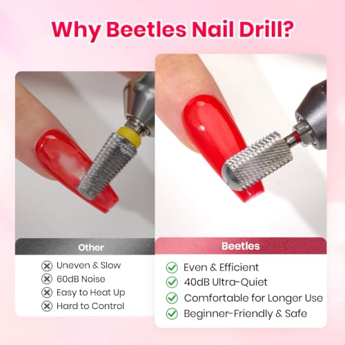 Beetles Cordless Nail Drill Kit, 6 Drill Bit 35 Speeds Electric Nail File - color: B - Grey