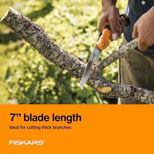 Fiskars Folding Hand Saw, 7" Pruning Saw with Power Tooth Blade with Triple Ground Teeth that Powers Through Wood Faster, Soft Grip Handle - style: 7" Folding Saw