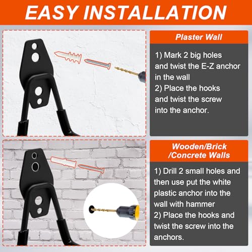 Uenhoy 2 Pack Heavy Duty Garage Storage Hooks, Wall-Mount, Small, Black