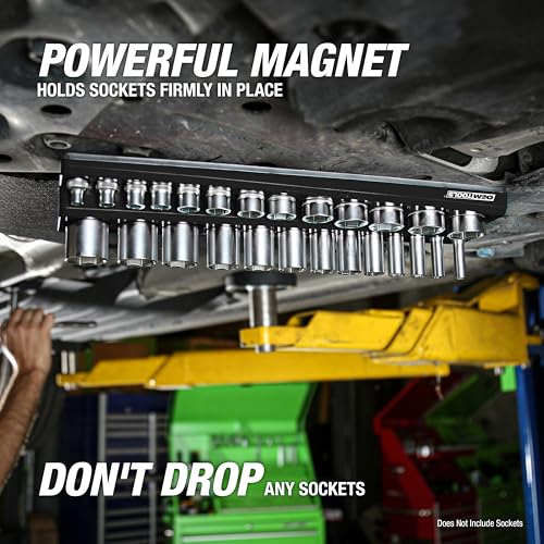 OEMTOOLS 22487 3 Piece Metric Magnetic Socket Organizers for Toolboxes, Socket Holder, Black Tool Box Organizer | Metric Magnetic Socket Holder, Non-Marring Rubberized Base Socket Holders, 1/4, 3/8, 1/2 Inch Sizes, Clearly Marked Sizes - style: 3Pc Black