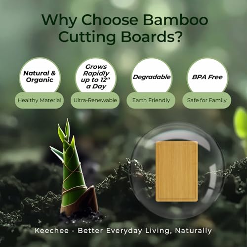 Keechee Kitchen Essentials Natural Bamboo Cutting Board XL With Durable, Knife-Friendly Surface & Deep Juice Groove – XL (18x12) – Perfect For BBQ - color: Bamboo, size: One Piece 18"